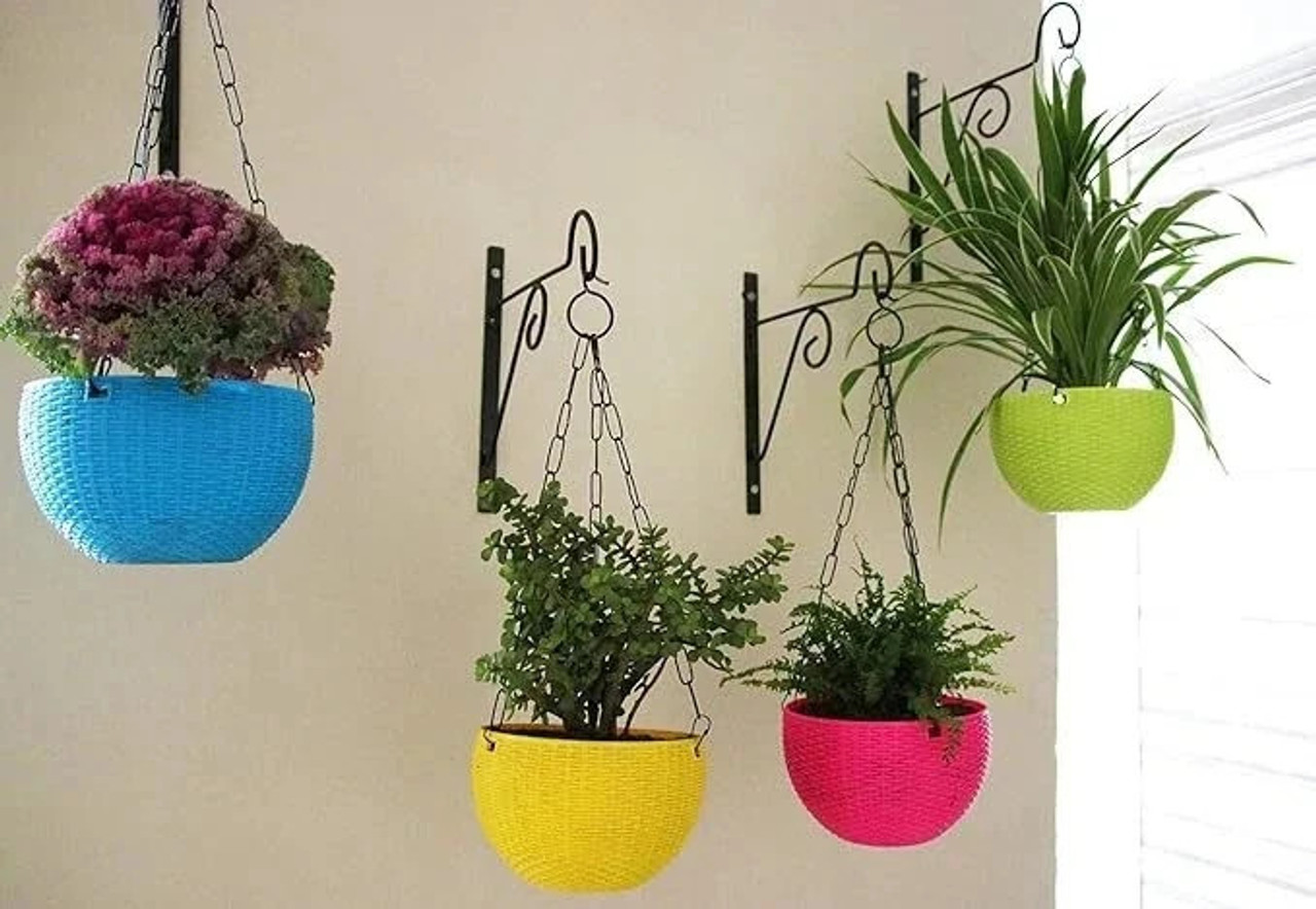Hanging Pot with Chain Plastic Flower Pot
