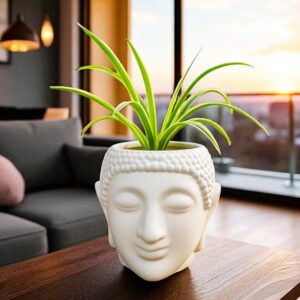 buddha face plastic planter pot 10"(pack of 1)